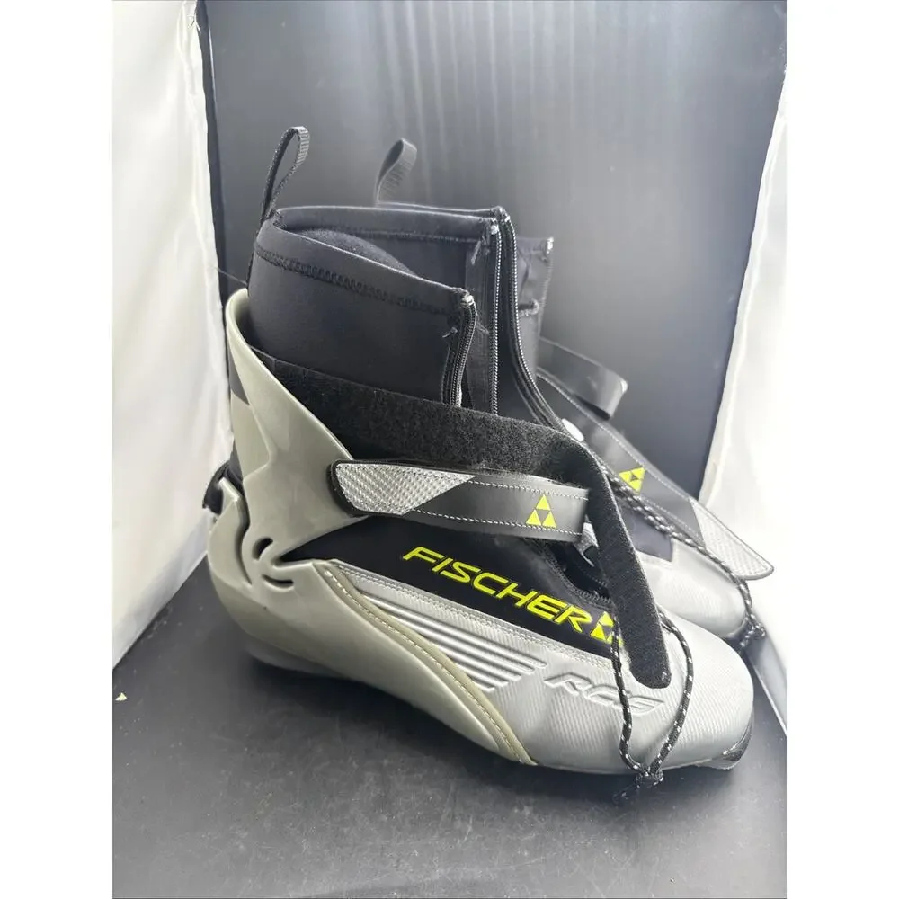 Fischer RC9 Cross Country Ski Boots Gray Black Adult Size 9.5 Nordic XC